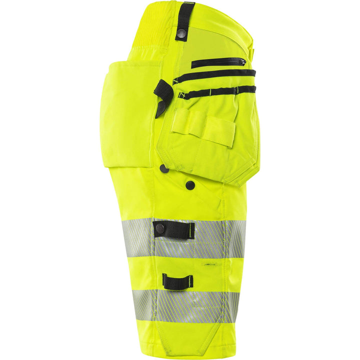 Fristads Womens Hi-Vis Craftsman 4-Way-Stretch Holster Pocket Shorts Class 1 - 2667 GSTP Hi-Vis Yellow Back3#colour_hi-vis-yellow