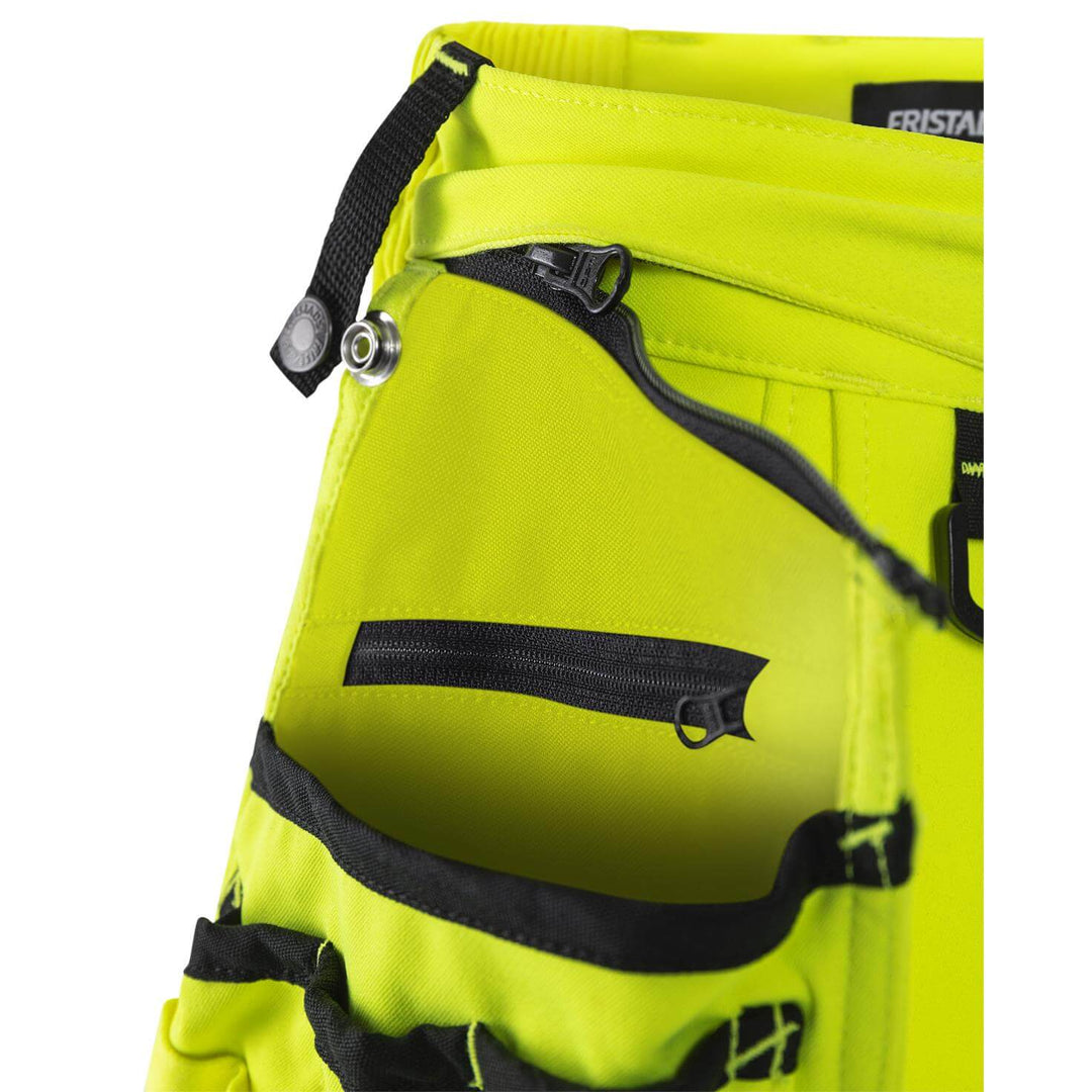 Fristads Womens Hi-Vis Craftsman 4-Way-Stretch Holster Pocket Shorts Class 1 - 2667 GSTP Hi-Vis Yellow Detail1#colour_hi-vis-yellow
