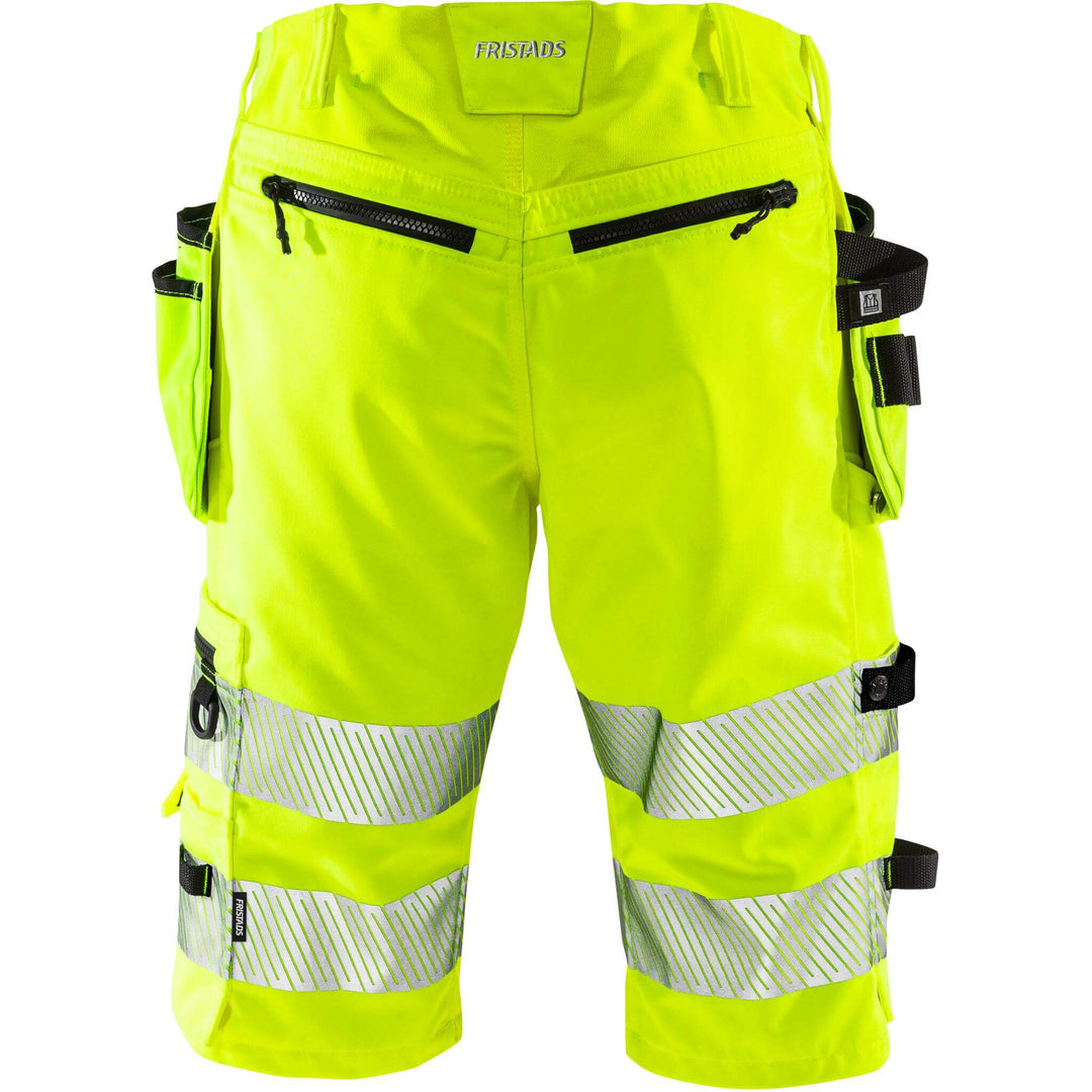 Fristads Womens Hi-Vis Craftsman Cordura Holster Pocket 4-Way-Stretch Panel Shorts Class 1 - 2529 PLU Hi-Vis Yellow Back1#colour_hi-vis-yellow