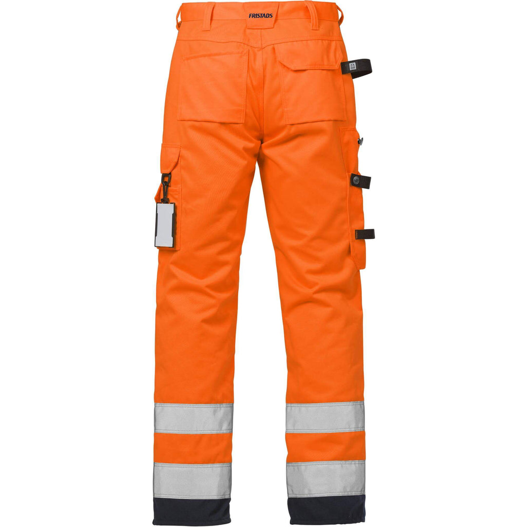 Fristads Womens Hi-Vis Craftsman Holster Pocket Trousers Class 2 - 2125 PLU Hi-Vis Orange/Navy Back1#colour_hi-vis-orange-navy
