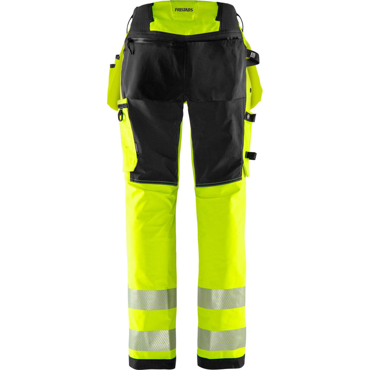 Fristads Womens Hi-Vis Green Craftsman Ripstop 4-Way-Stretch Holster Pocket Trousers Class 2 - 2664 GSTP Hi-Vis Yellow/Black Back1#colour_hi-vis-yellow-black