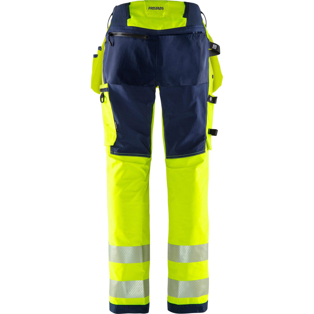 Fristads Womens Hi-Vis Green Craftsman Ripstop 4-Way-Stretch Holster Pocket Trousers Class 2 - 2664 GSTP Hi-Vis Yellow/Navy Back1#colour_hi-vis-yellow-navy