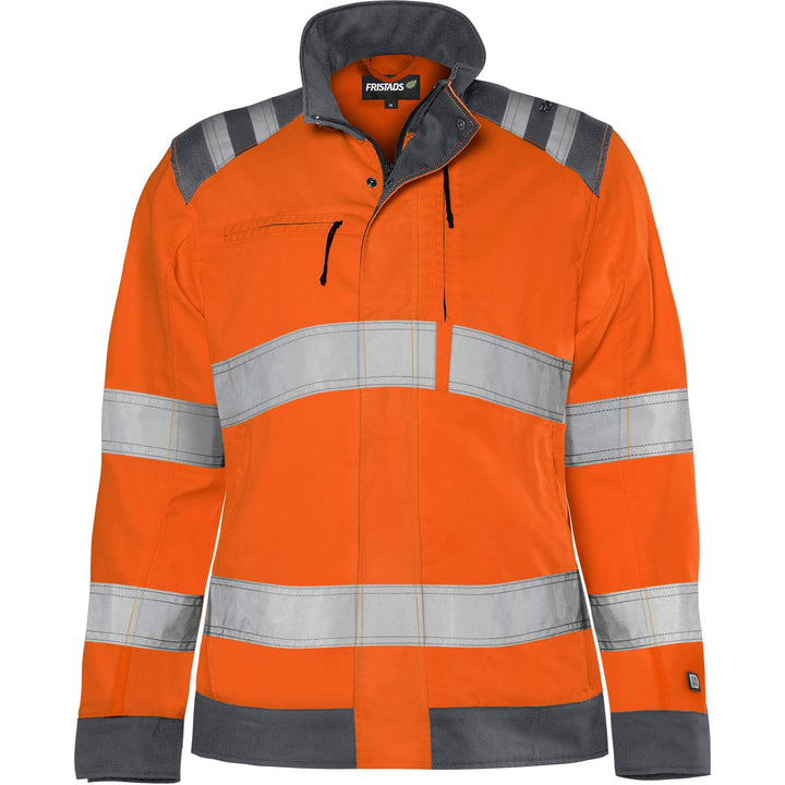 Fristads Womens Hi-Vis Green Durable Lightweight Jacket Class 3 - 4068 GPLU Hi-Vis Orange/Grey Front1#colour_hi-vis-orange-grey