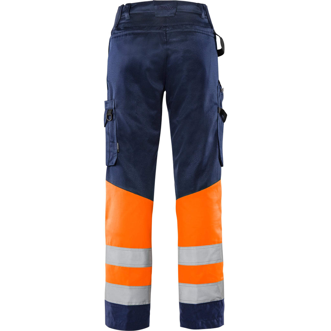 Fristads Womens Hi-Vis Green Durable Lightweight Trousers Class 1 - 2652 GPLU Hi-Vis Orange/Navy Back1#colour_hi-vis-orange-navy