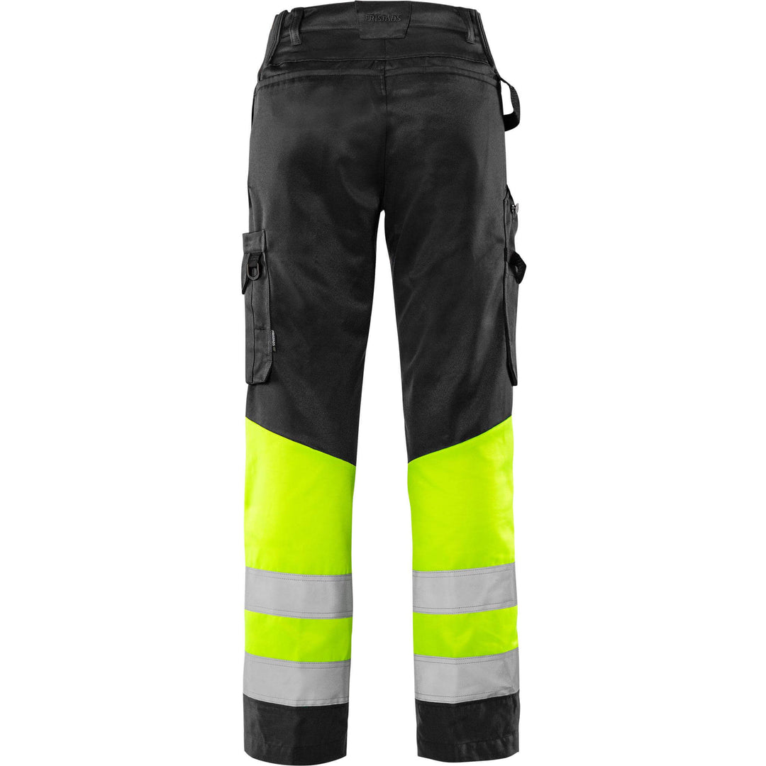 Fristads Womens Hi-Vis Green Durable Lightweight Trousers Class 1 - 2652 GPLU Hi-Vis Yellow/Black Back1#colour_hi-vis-yellow-black