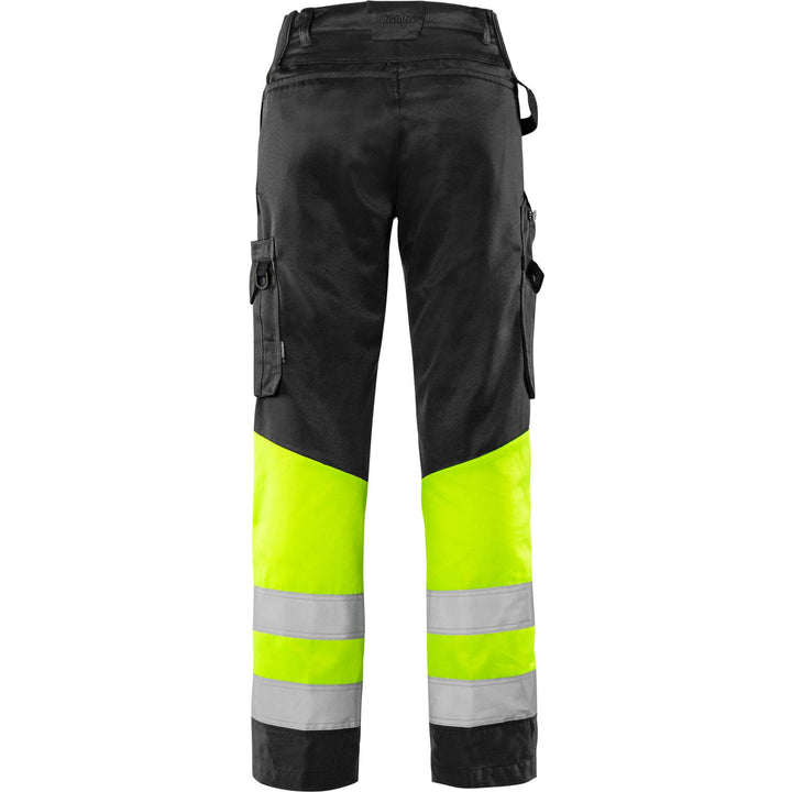 Fristads Womens Hi-Vis Green Durable Lightweight Trousers Class 1 - 2652 GPLU Hi-Vis Yellow/Black Back1#colour_hi-vis-yellow-black