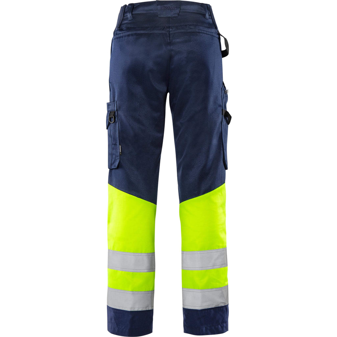Fristads Womens Hi-Vis Green Durable Lightweight Trousers Class 1 - 2652 GPLU Hi-Vis Yellow/Navy Back1#colour_hi-vis-yellow-navy