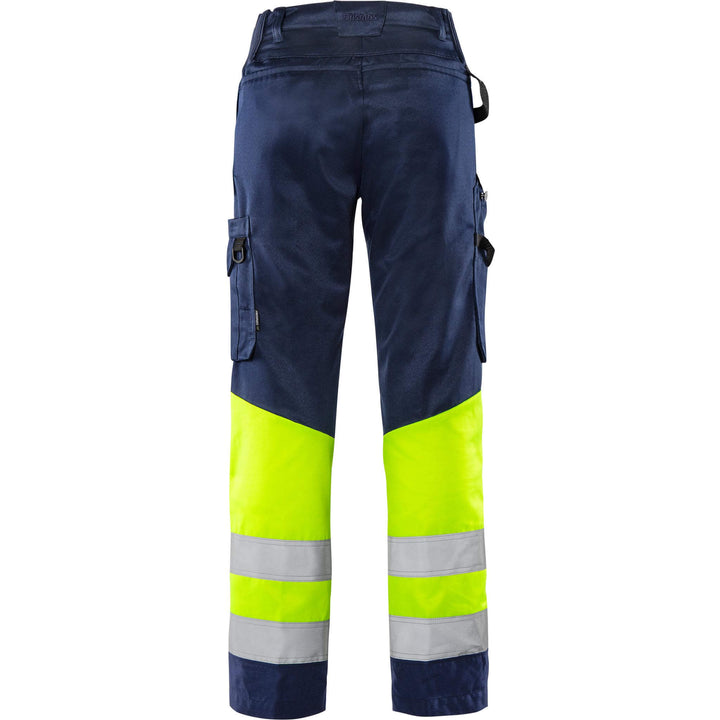 Fristads Womens Hi-Vis Green Durable Lightweight Trousers Class 1 - 2652 GPLU Hi-Vis Yellow/Navy Back1#colour_hi-vis-yellow-navy