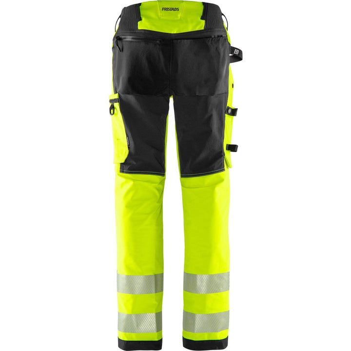 Fristads Womens Hi-Vis Green Ripstop 4-Way-Stretch Holster Pocket Trousers Class 2 - 2665 GSTP Hi-Vis Yellow/Black Back1#colour_hi-vis-yellow-black