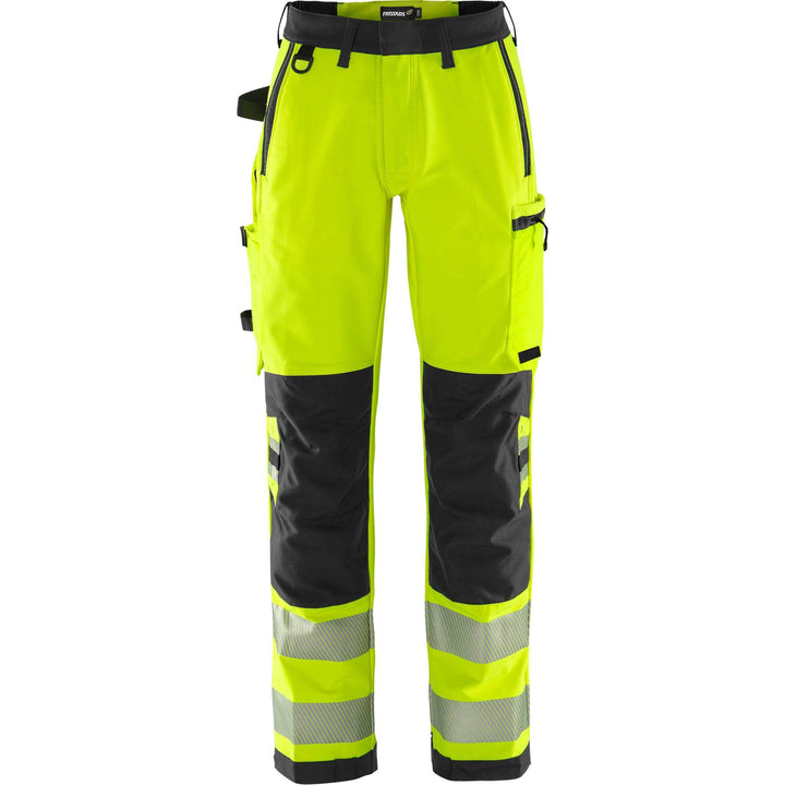 Fristads Womens Hi-Vis Green Ripstop 4-Way-Stretch Holster Pocket Trousers Class 2 - 2665 GSTP Hi-Vis Yellow/Black Front1#colour_hi-vis-yellow-black