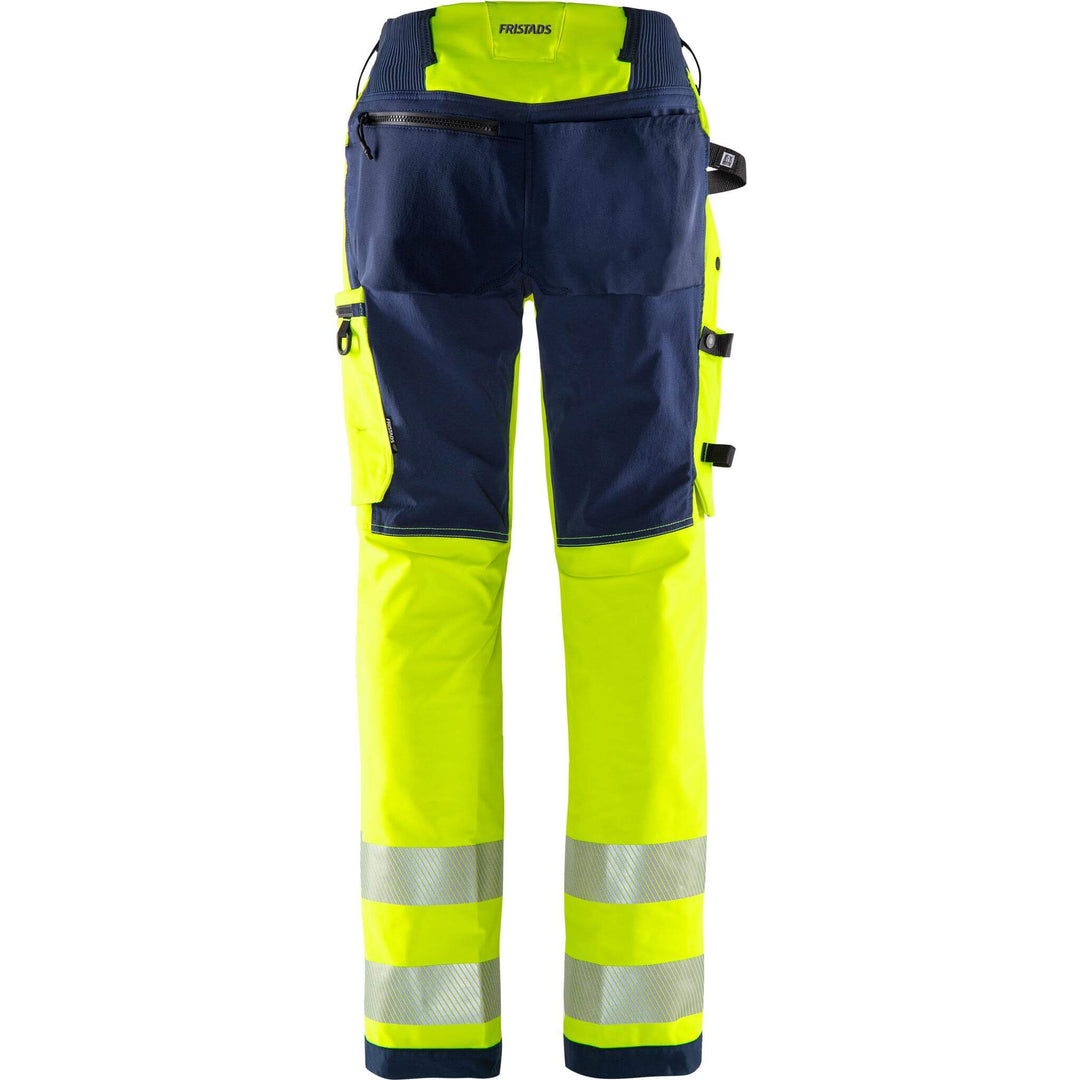 Fristads Womens Hi-Vis Green Ripstop 4-Way-Stretch Holster Pocket Trousers Class 2 - 2665 GSTP Hi-Vis Yellow/Navy Back1#colour_hi-vis-yellow-navy
