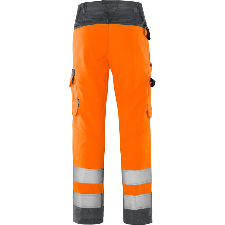 Fristads Womens Hi-Vis Lightweight Green Trousers Class 2 - 2642 GPLU Hi-Vis Orange/Grey Back1#colour_hi-vis-orange-grey