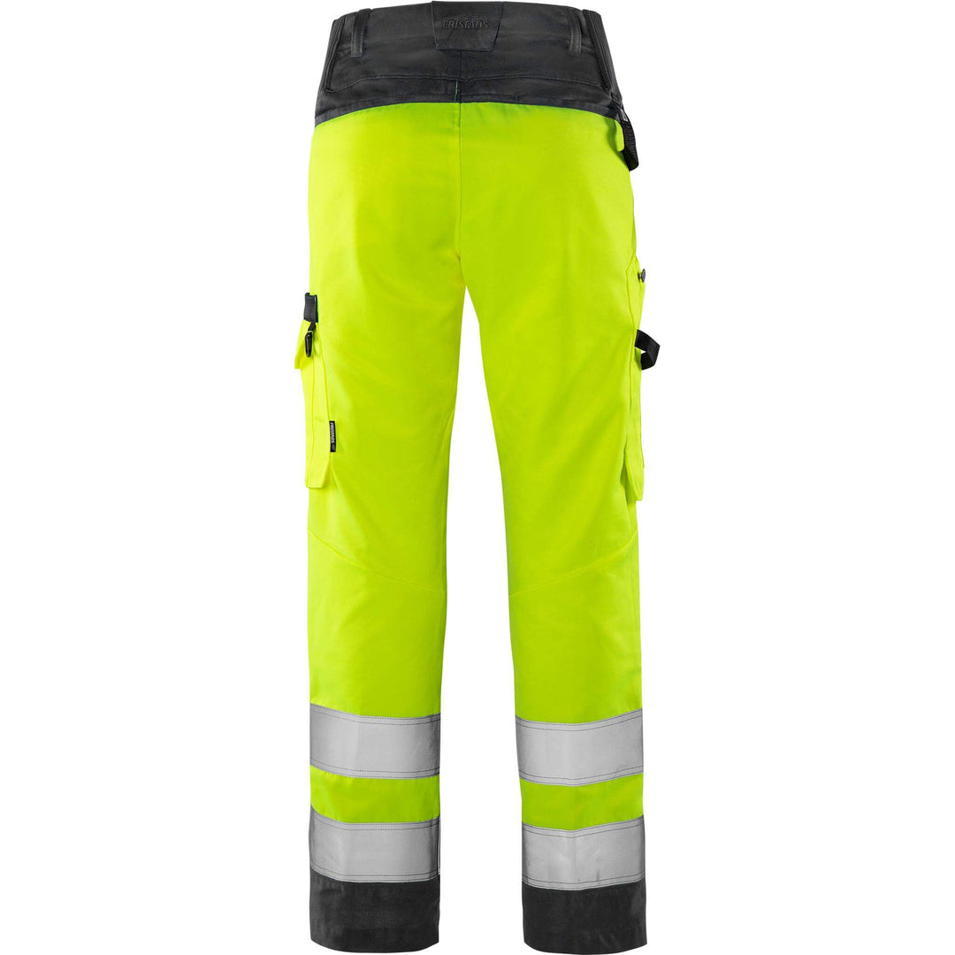 Fristads Womens Hi-Vis Lightweight Green Trousers Class 2 - 2642 GPLU Hi-Vis Yellow/Black Back1#colour_hi-vis-yellow-black