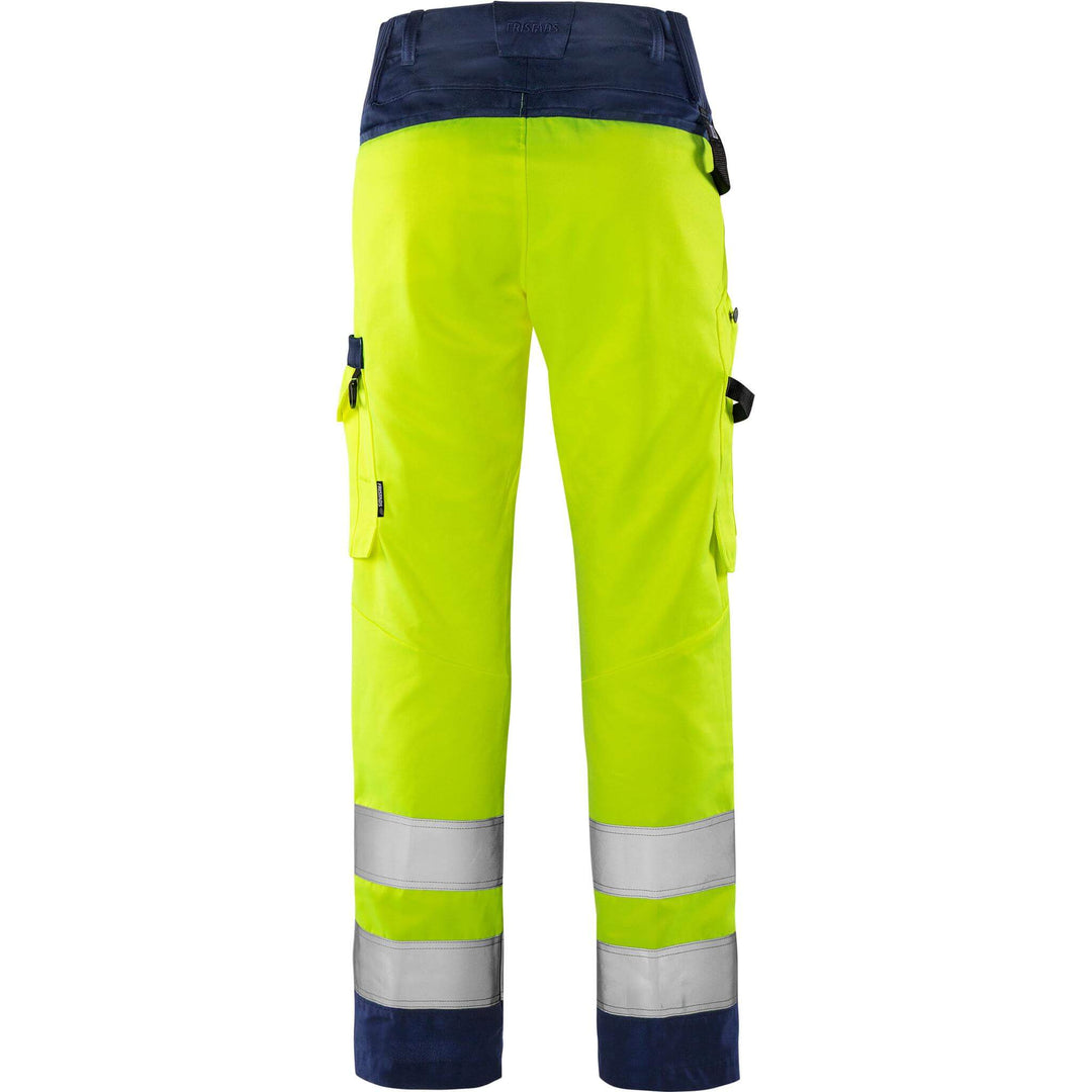 Fristads Womens Hi-Vis Lightweight Green Trousers Class 2 - 2642 GPLU Hi-Vis Yellow/Navy Back1#colour_hi-vis-yellow-navy