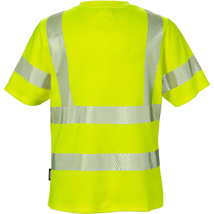 Fristads Womens Hi-Vis Moisture-Wicking UV-Protective T-Shirt Class 2 - 7458 THV Hi-Vis Yellow Back1#colour_hi-vis-yellow