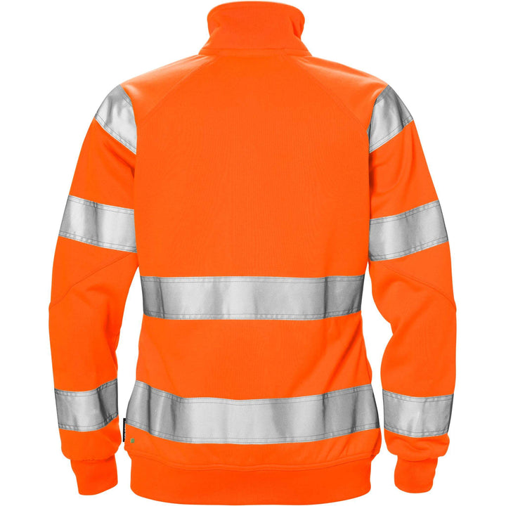 Fristads Womens Hi-Vis Sweatshirt Jacket Class 3 - 7427 SHV Hi-Vis Orange Back1#colour_hi-vis-orange