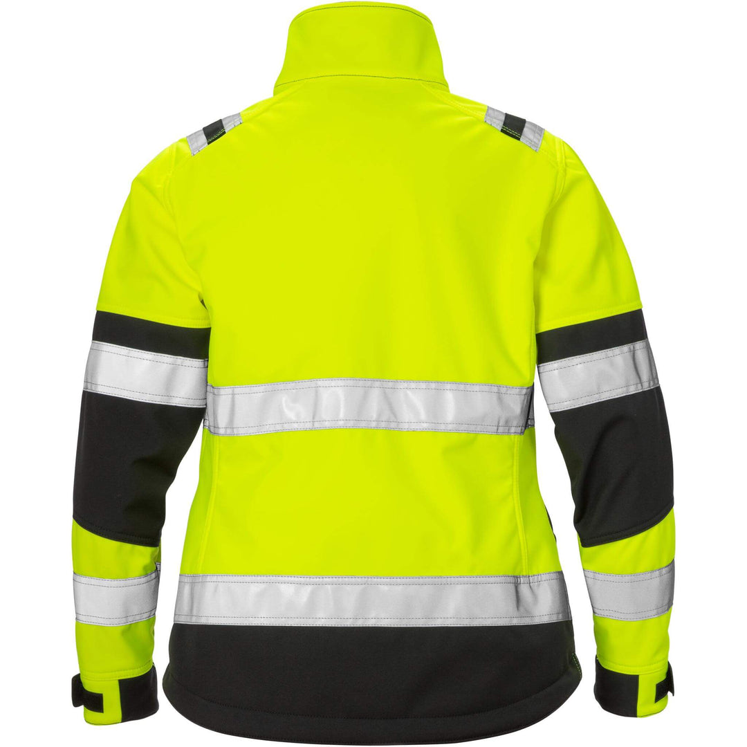 Fristads Womens Hi-Vis Windproof Softshell Jacket Class 2 - 4183 WYH Hi-Vis Yellow/Black Back1#colour_hi-vis-yellow-black