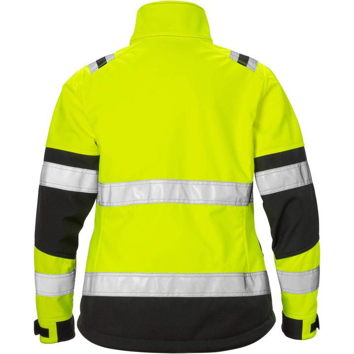 Fristads Womens Hi-Vis Windproof Softshell Jacket Class 2 - 4183 WYH Hi-Vis Yellow/Black Back1#colour_hi-vis-yellow-black