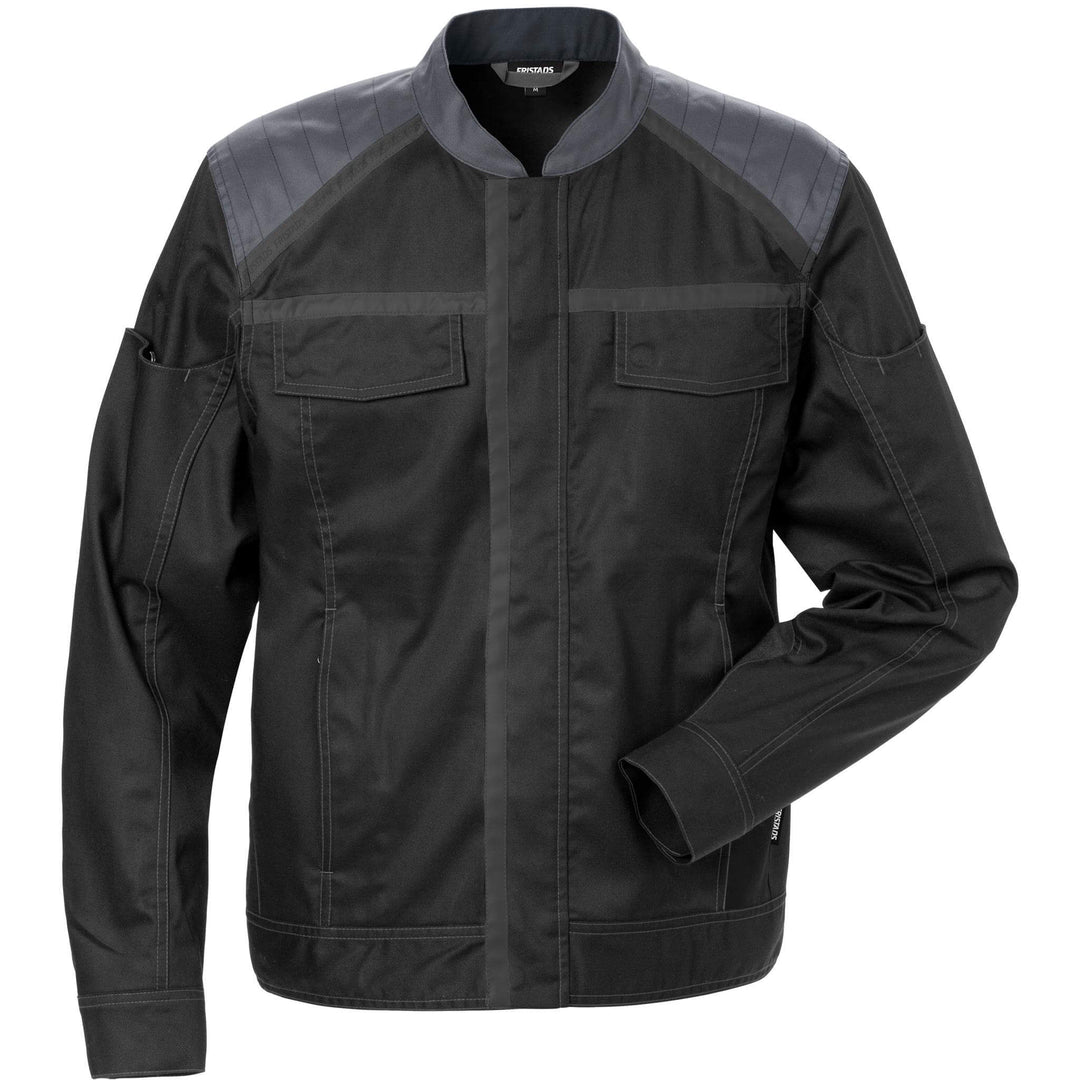 Fristads Womens Lightweight Mechanical Stretch Jacket - 4556 STFP Black/Grey Front1#colour_black-grey