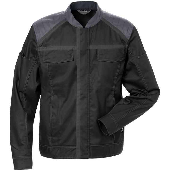 Fristads Womens Lightweight Mechanical Stretch Jacket - 4556 STFP Black/Grey Front1#colour_black-grey