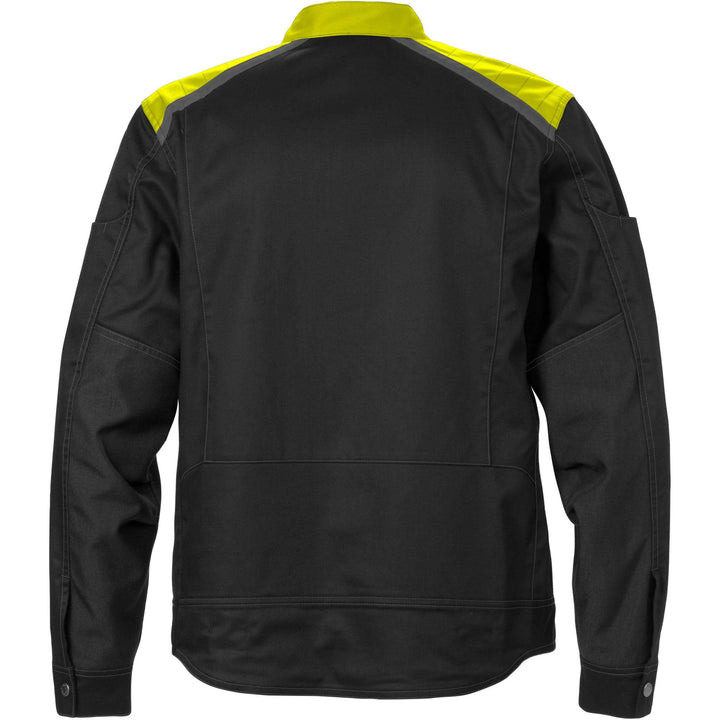 Fristads Womens Lightweight Mechanical Stretch Jacket - 4556 STFP Black/Hi-Vis Yellow Back1#colour_black-hi-vis-yellow