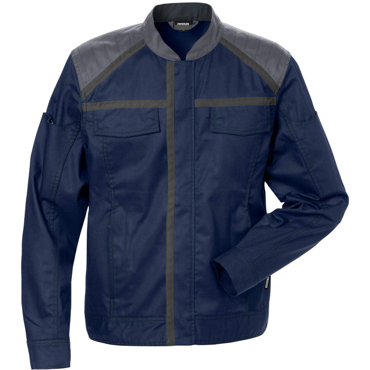 Fristads Womens Lightweight Mechanical Stretch Jacket - 4556 STFP Navy/Grey Front1#colour_navy-grey