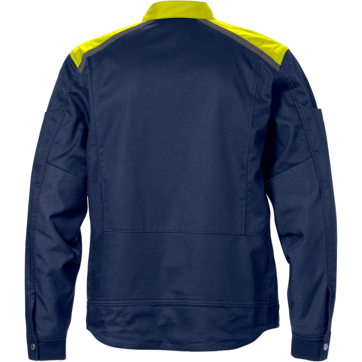Fristads Womens Lightweight Mechanical Stretch Jacket - 4556 STFP Navy/Hi-Vis Yellow Back1#colour_navy-hi-vis-yellow