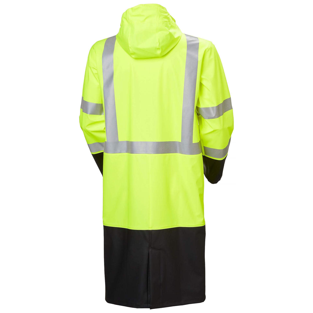 Helly Hansen Addvis Hi-Vis Waterproof Rain Coat Yellow/Ebony Back#colour_yellow-ebony
