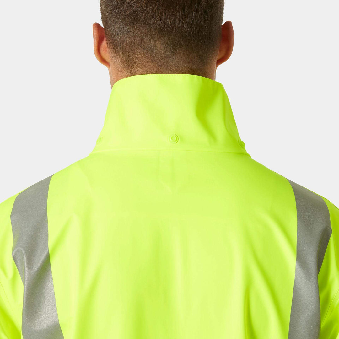 Helly Hansen Addvis Hi-Vis Waterproof Rain Coat Yellow/Ebony Feature 2#colour_yellow-ebony
