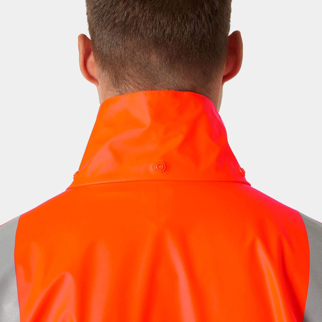 Helly Hansen Addvis Hi-Vis Waterproof Rain Jacket Orange/Ebony Feature 2#colour_orange-ebony