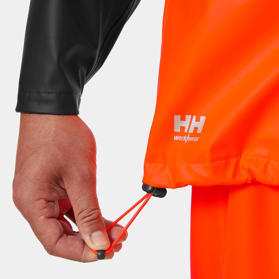 Helly Hansen Addvis Hi-Vis Waterproof Rain Jacket Orange/Ebony Feature 4#colour_orange-ebony