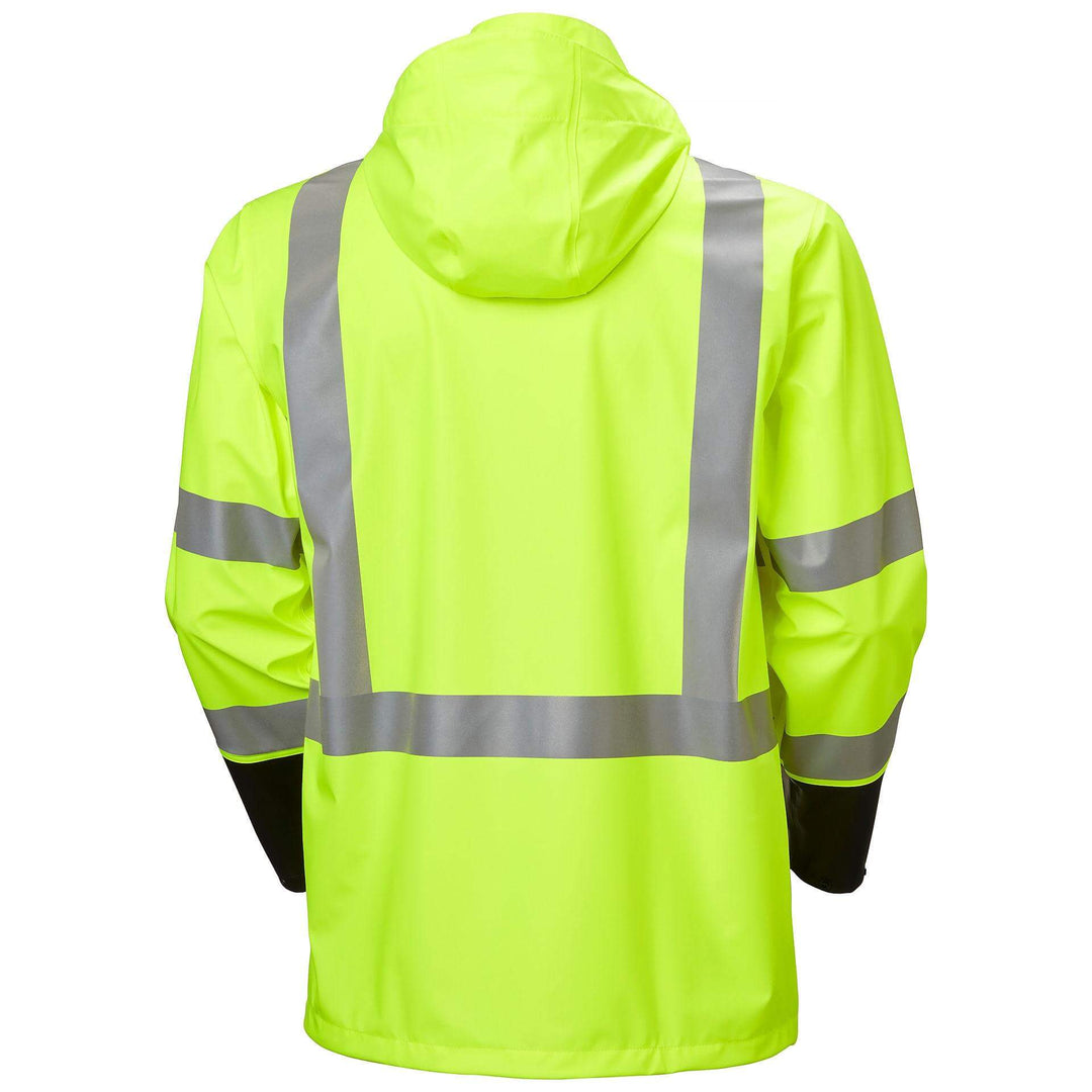 Helly Hansen Addvis Hi-Vis Waterproof Rain Jacket Yellow/Ebony Back#colour_yellow-ebony