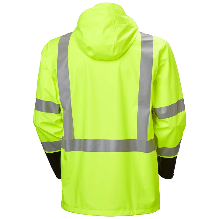 Helly Hansen Addvis Hi-Vis Waterproof Rain Jacket Yellow/Ebony Back#colour_yellow-ebony