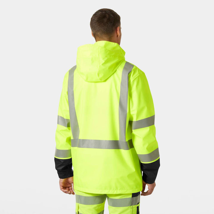 Helly Hansen Addvis Hi-Vis Waterproof Rain Jacket Yellow/Ebony OnBody 2#colour_yellow-ebony
