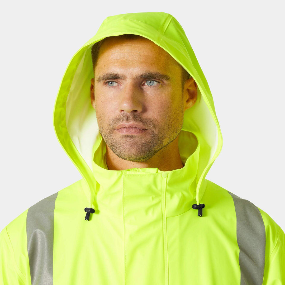Helly Hansen Addvis Hi-Vis Waterproof Rain Jacket Yellow/Ebony Feature 1#colour_yellow-ebony