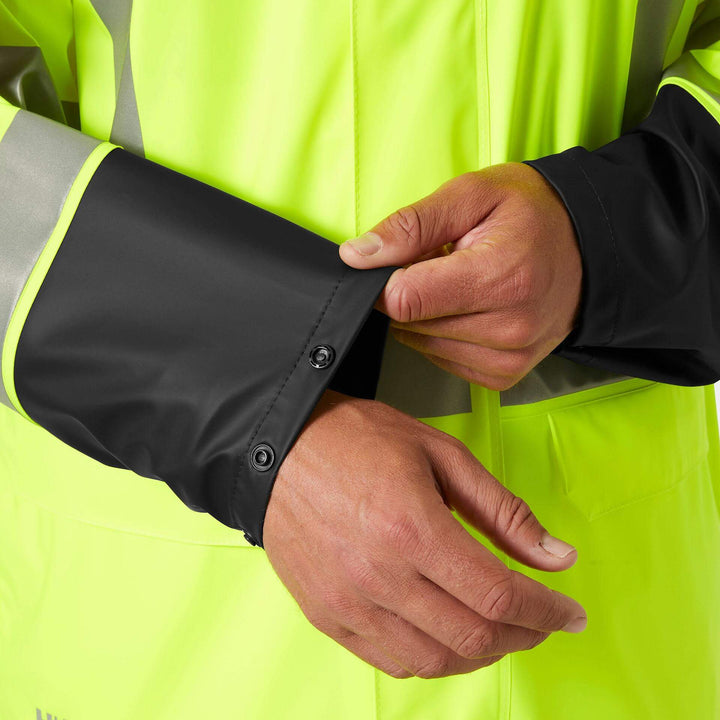 Helly Hansen Addvis Hi-Vis Waterproof Rain Jacket Yellow/Ebony Feature 2#colour_yellow-ebony