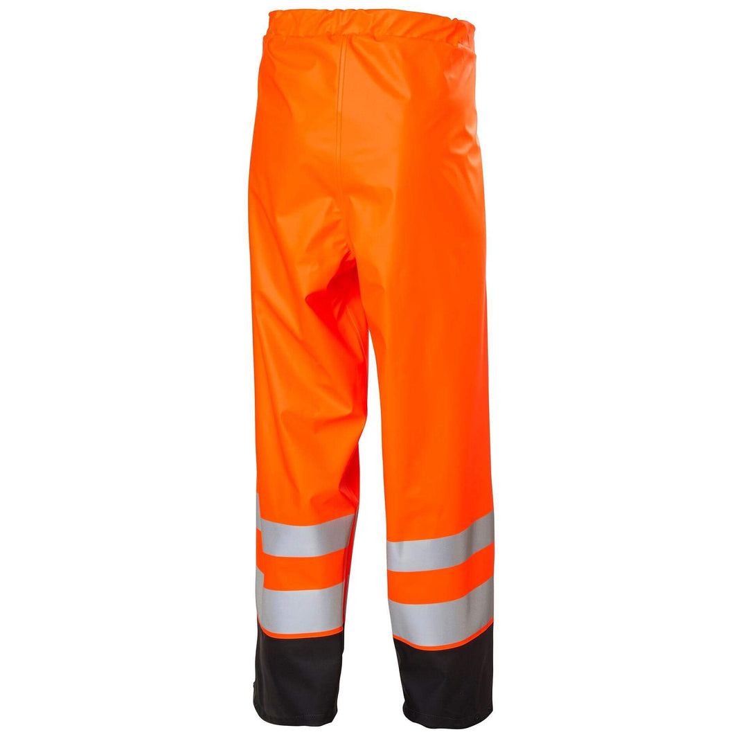 Helly Hansen Addvis Hi-Vis Waterproof Rain Trousers Orange/Ebony Back#colour_orange-ebony
