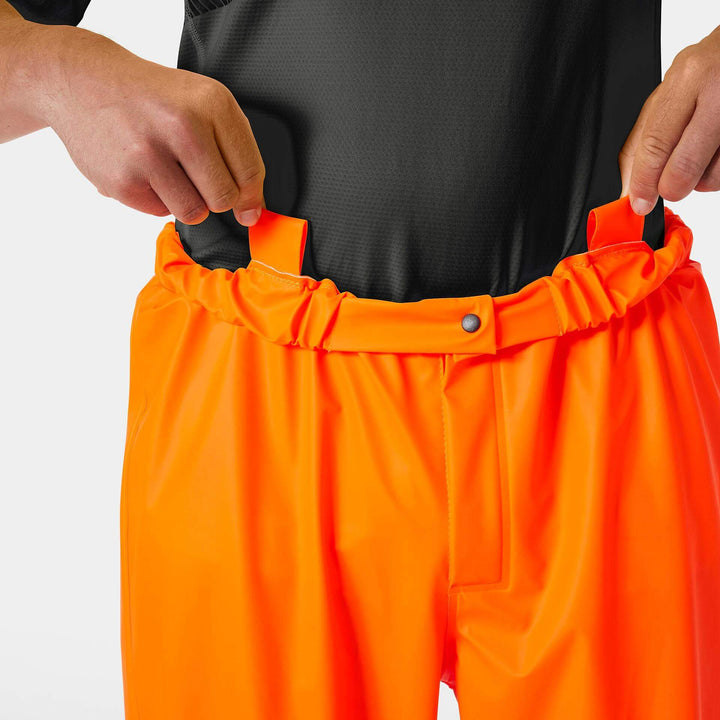 Helly Hansen Addvis Hi-Vis Waterproof Rain Trousers Orange/Ebony Feature 2#colour_orange-ebony