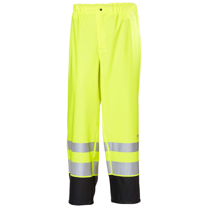 Helly Hansen Addvis Hi-Vis Waterproof Rain Trousers Yellow/Ebony Front#colour_yellow-ebony