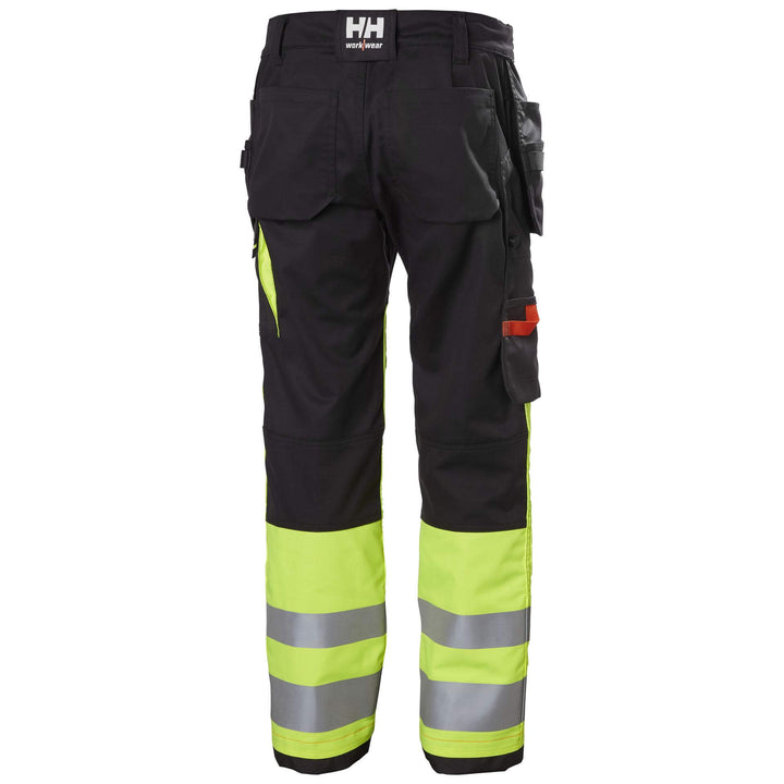 Helly Hansen Alna 2.0 Hi Vis Construction Stretch Trousers Class 1 Yellow/Ebony 2 Rear #colour_yellow-ebony