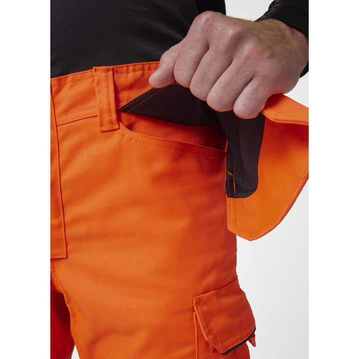 Helly Hansen Alna 2.0 Hi Vis Stretch Construction Bib and Brace Pants Orange/Ebony 6 Feature 2#colour_orange-ebony