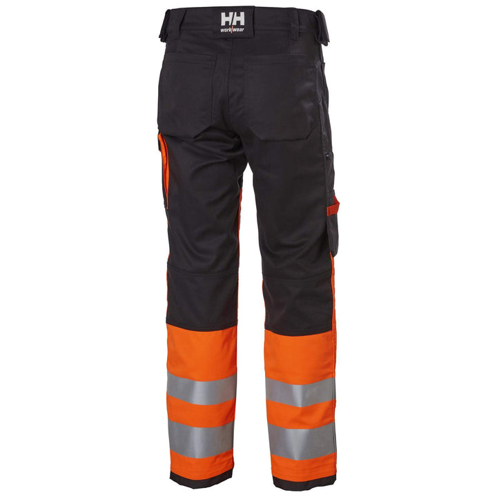 Helly Hansen Alna 2.0 Hi Vis Stretch Work Trousers Class 1 Orange/Ebony 2 Rear 
