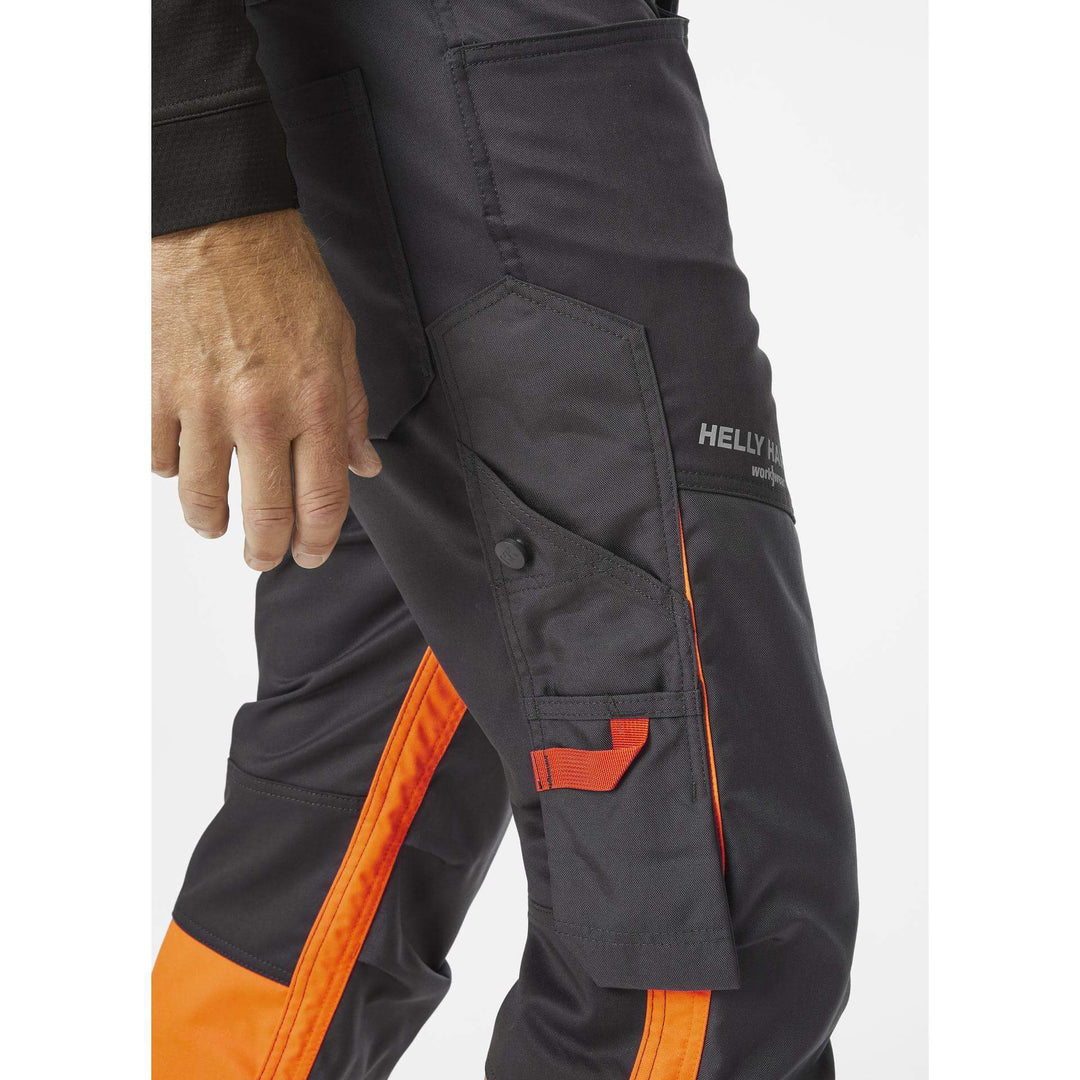 Helly Hansen Alna 2.0 Hi Vis Stretch Work Trousers Class 1 Orange/Ebony 5 Feature 1#colour_orange-ebony