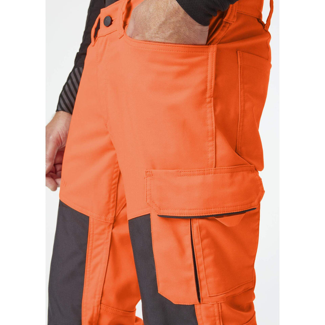 Helly Hansen Alna 2.0 Hi Vis Stretch Work Trousers Class 2 Orange/Ebony 5 Feature 1#colour_orange-ebony