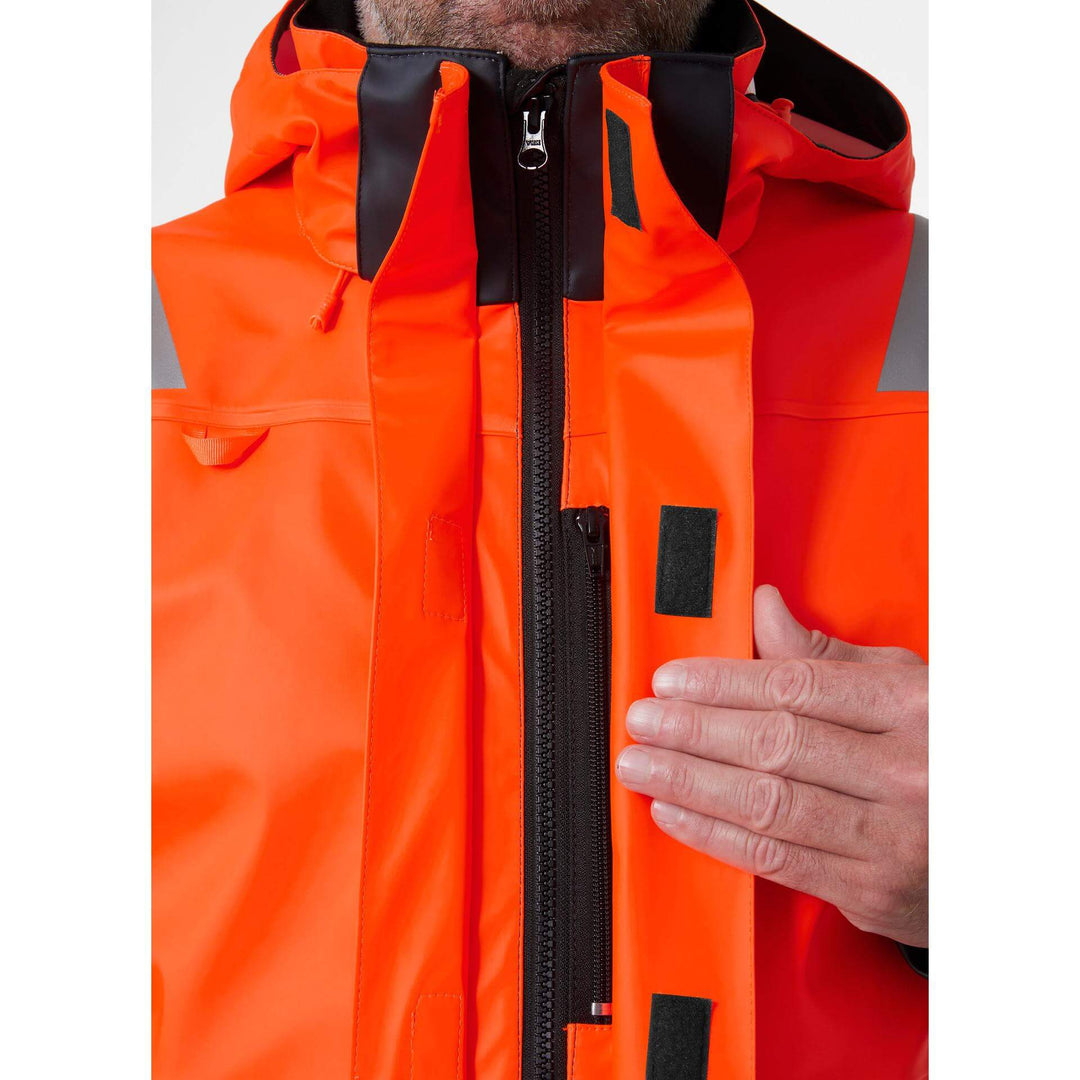 Helly Hansen Alna 2.0 Hi Vis Waterproof Rain Jacket Orange/Ebony 6 Feature 2#colour_orange-ebony