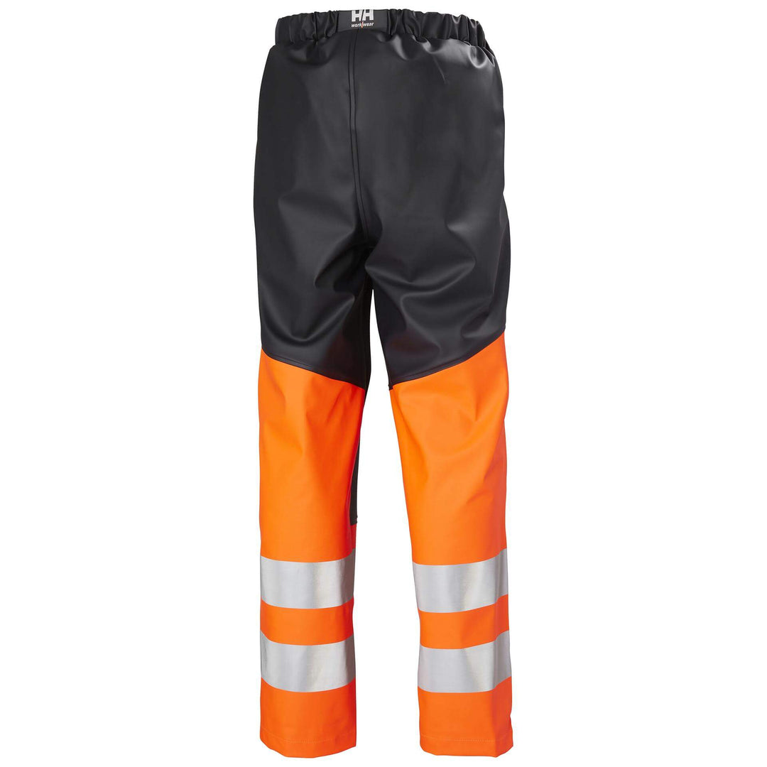 Helly Hansen Alna 2.0 Hi Vis Waterproof Rain Work Trousers Orange/Ebony 2 Rear #colour_orange-ebony