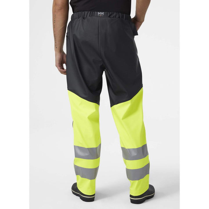 Helly Hansen Alna 2.0 Hi Vis Waterproof Rain Work Trousers Yellow/Ebony 4 On Body 2#colour_yellow-ebony