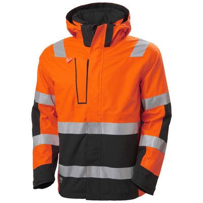 Helly Hansen Alna 2.0 Hi Vis Waterproof Shell Jacket Orange/Ebony 1 Front #colour_orange-ebony
