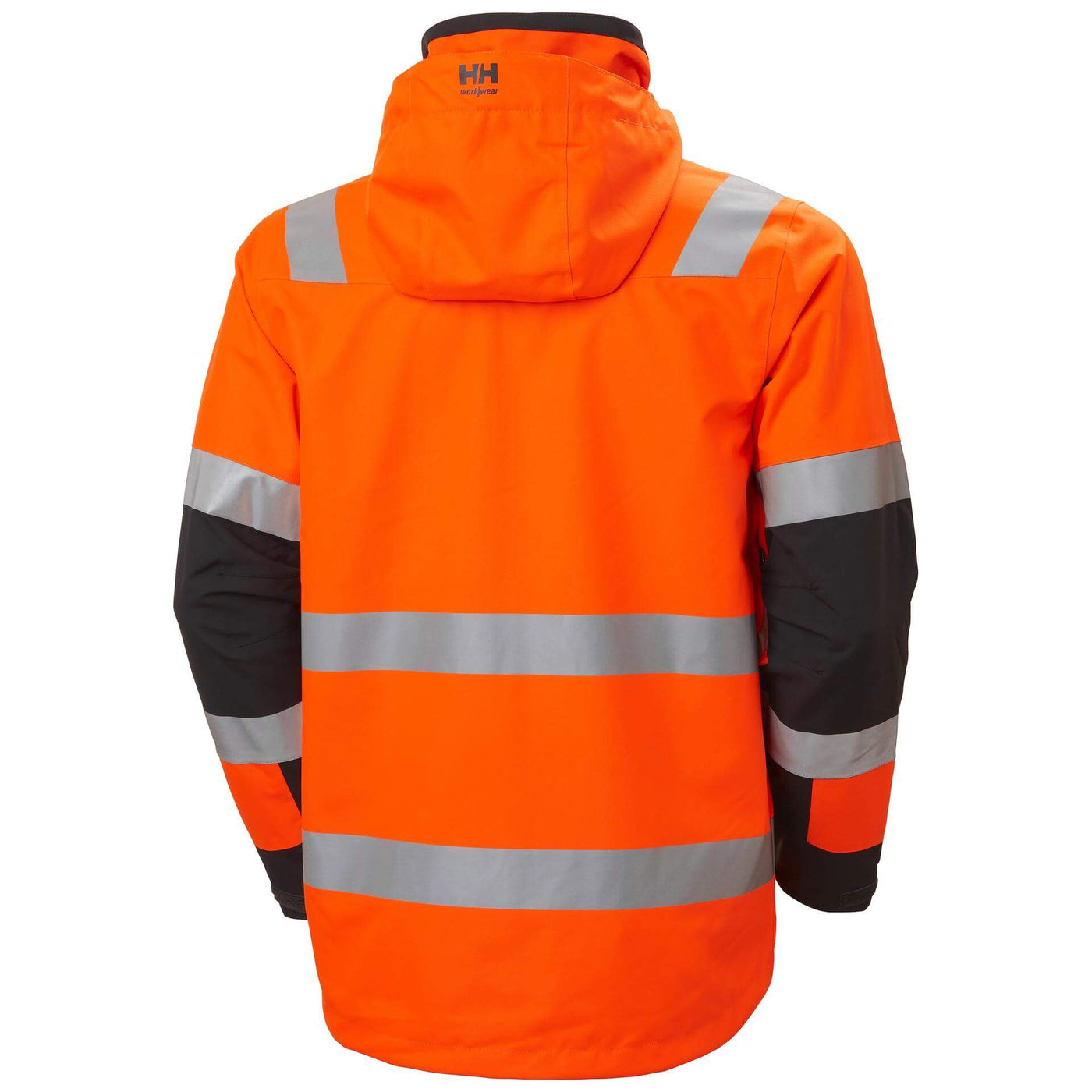Helly Hansen Alna 2.0 Hi Vis Waterproof Shell Jacket Orange/Ebony Back#colour_orange-ebony