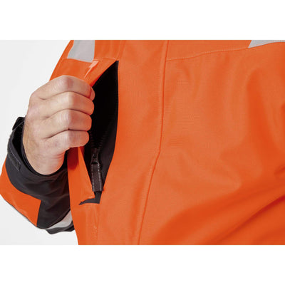 Helly Hansen Alna 2.0 Hi Vis Waterproof Shell Jacket Orange/Ebony Feature 2#colour_orange-ebony